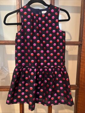 Gymboree Navy Dress with Pink & Red Sparkle Dot Print